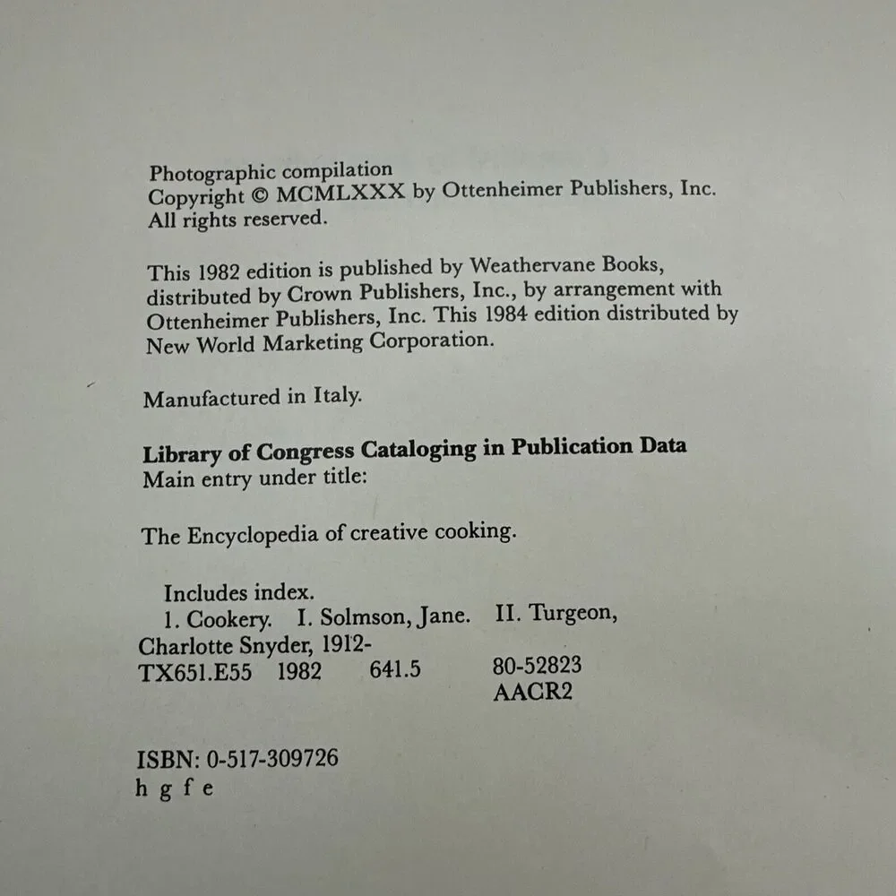Cookbook encyclopedia creative